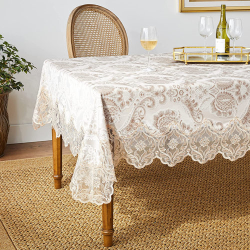 Violet Linen Deluxe Rectangle Floral Tablecloth & Reviews Wayfair